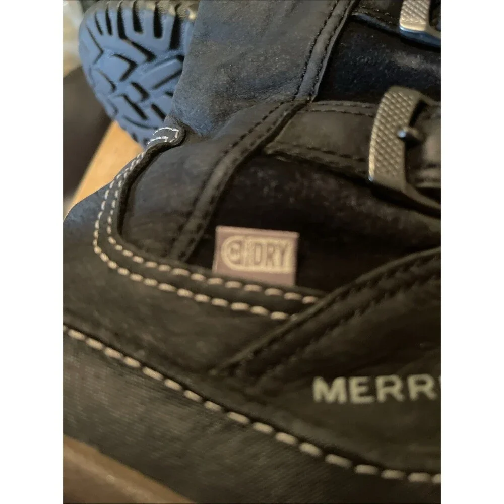 Merrell Boot Women's Size 6 Decora Chant Black Zip Faux Fur Waterproof Snow Work